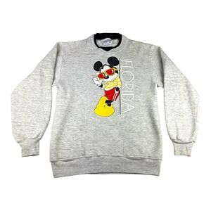 Vtg Velva Sheen Florida Mickey Mouse Sweatshirt Pockets Made In USA Women's Med